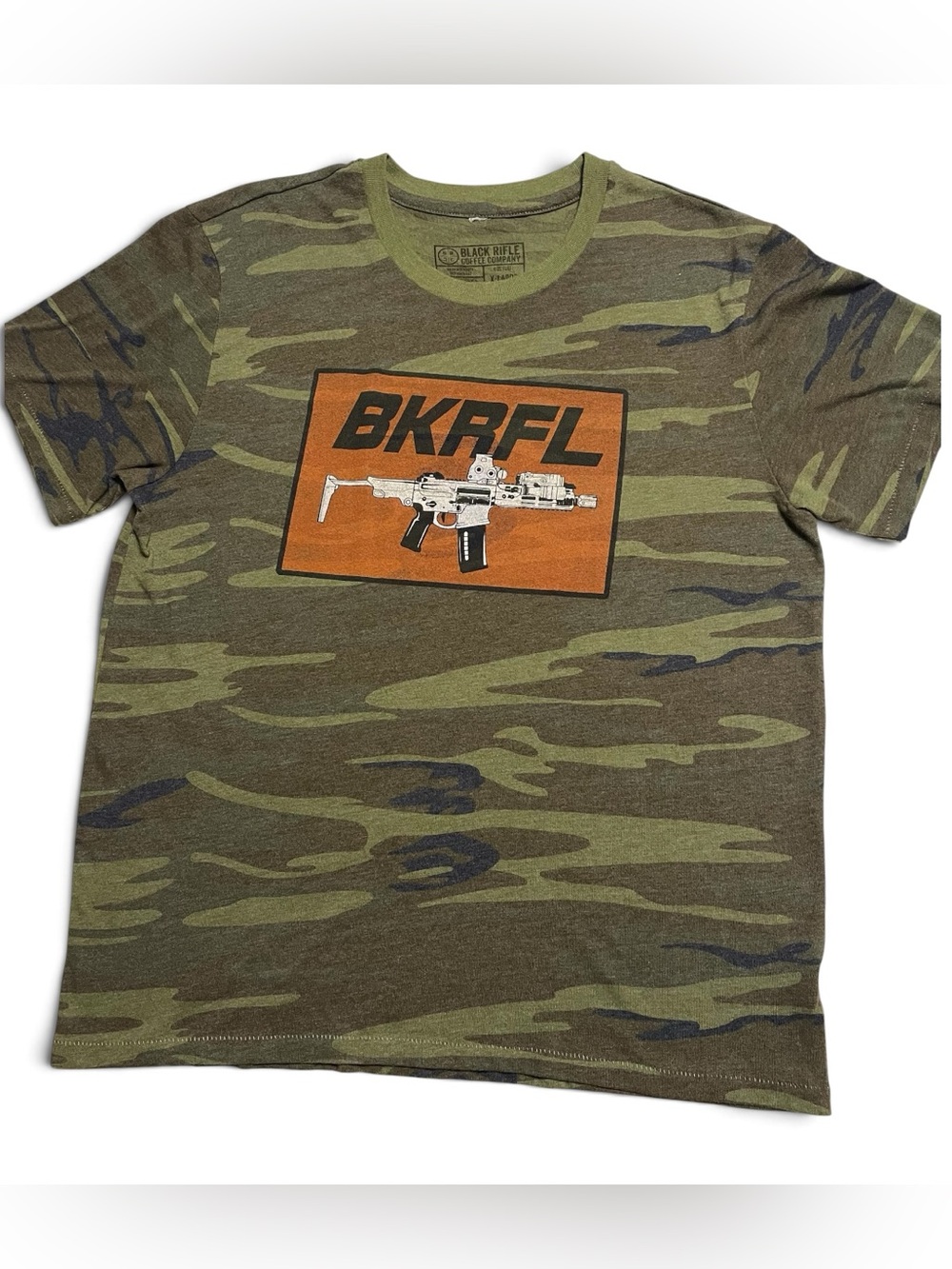 Black Rifle Coffee Camo Short-Sleeve Tee in Olive Green XL